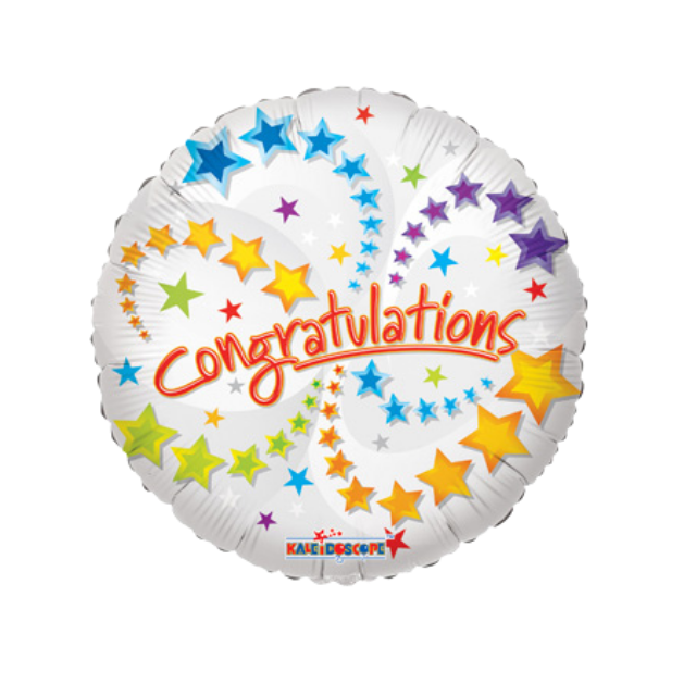 Balloon 18" - Congratulations Colourful Star & White Background