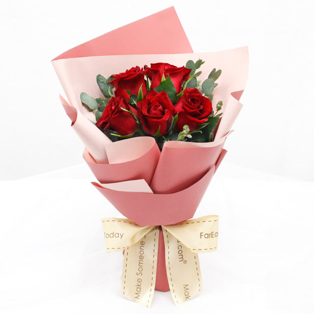 Crimson Delight - Petite Rose Flower Bouquet