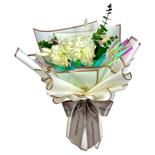 Gentle Hues - White Hydrangea Flower Bouquet